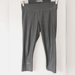 Womens Medium M Under Armour HeatGear Cropped Capri Pants Gym Yoga Gray